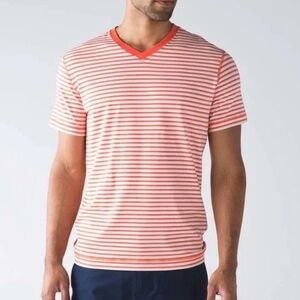 Mens lululemon athletica Orange and White Striped Tee sz L
